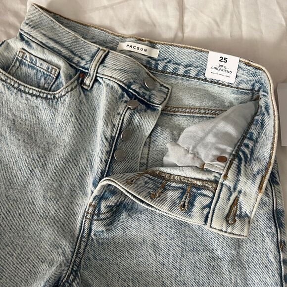 PacSun Light Indigo Ripped High Waisted Relaxed Jorts Waist 25 - Picture 5 of 12